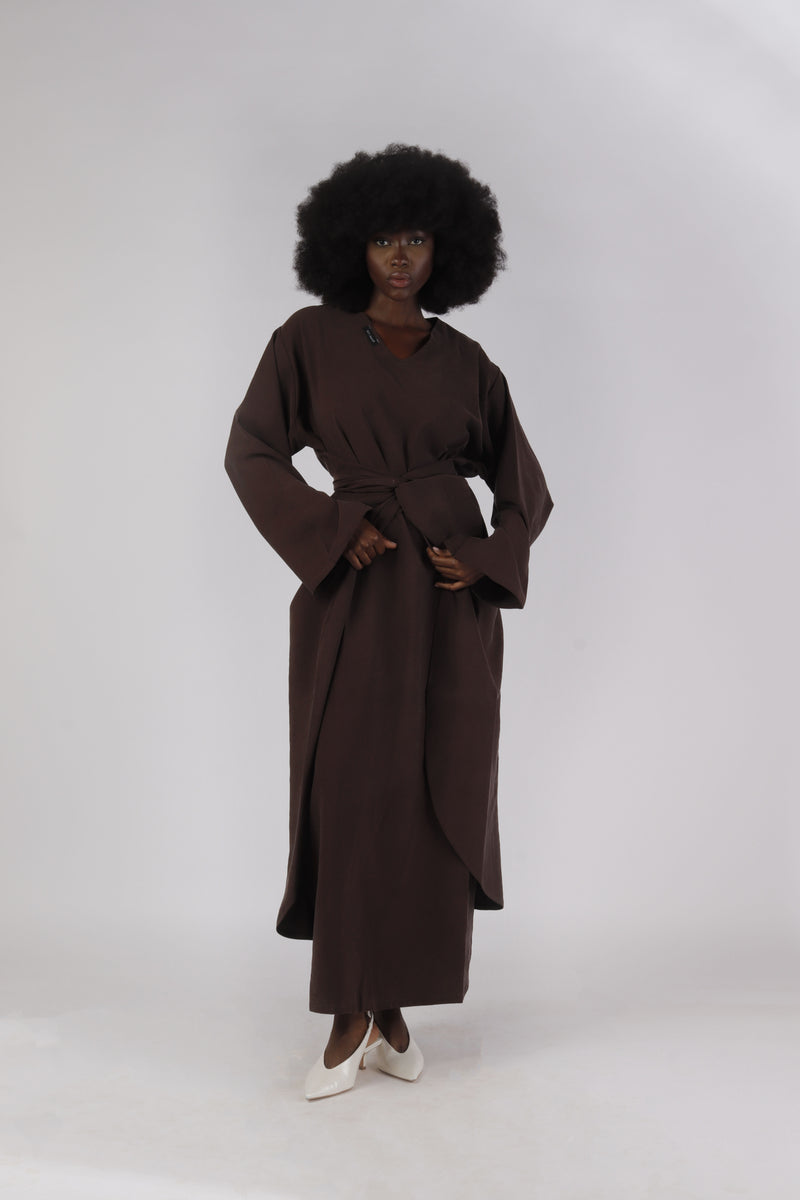 TWIST CHARM ABAYA - CHOCOLATE