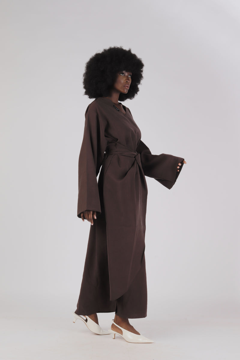 TWIST CHARM ABAYA - CHOCOLATE