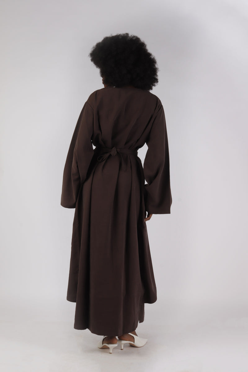 TWIST CHARM ABAYA - CHOCOLATE