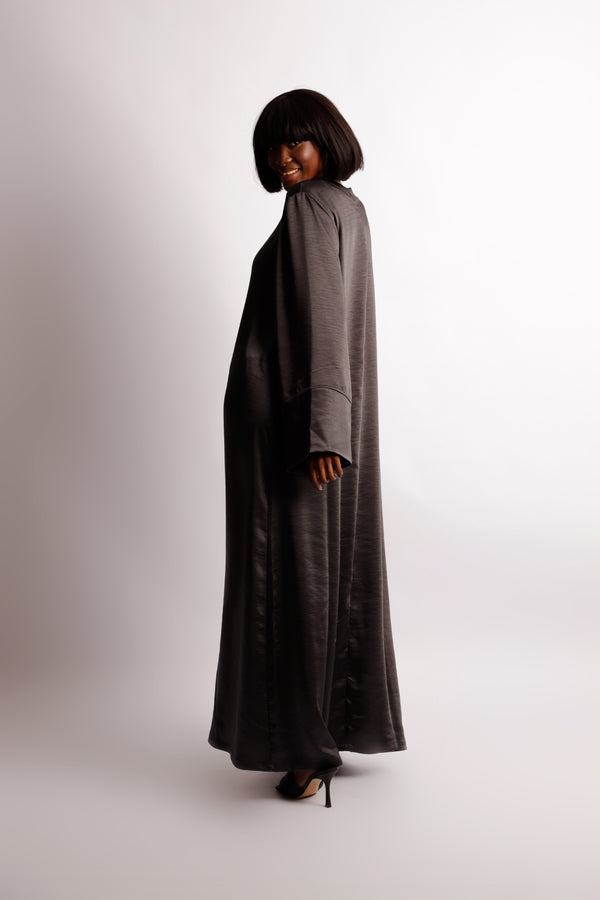 ABAYA - Charcoal Satin