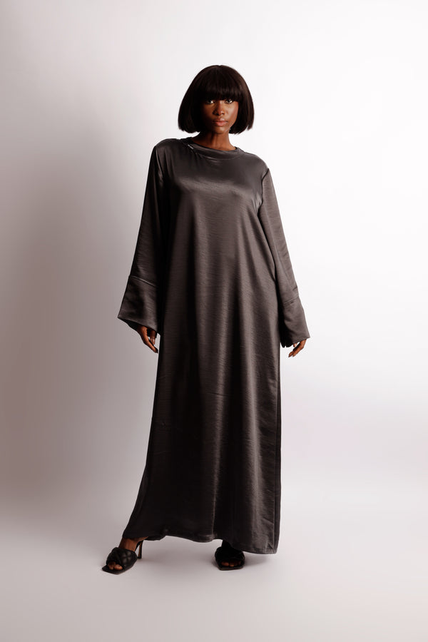 ABAYA - Charcoal Satin