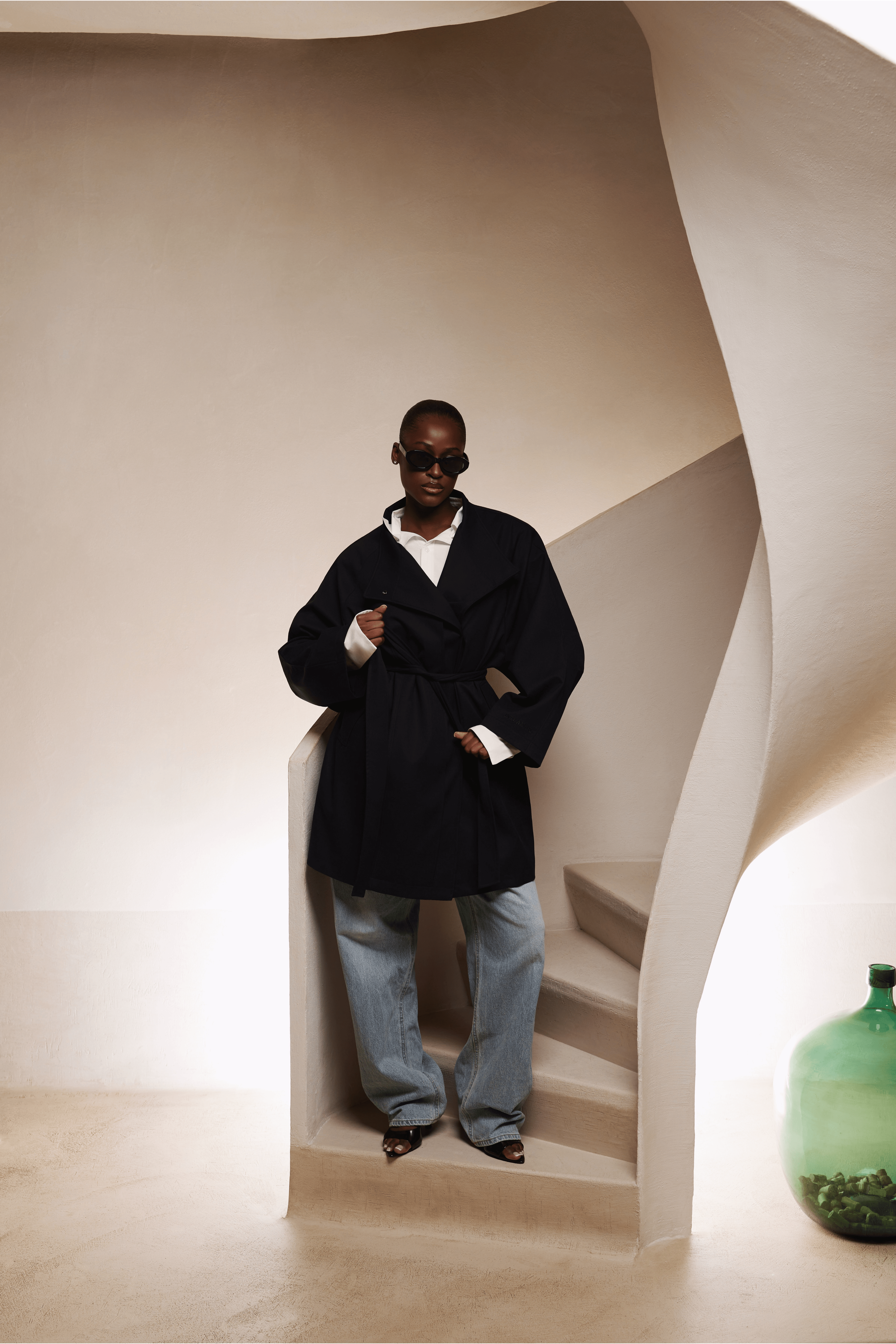 Oversized Midi Trenchcoat - Black